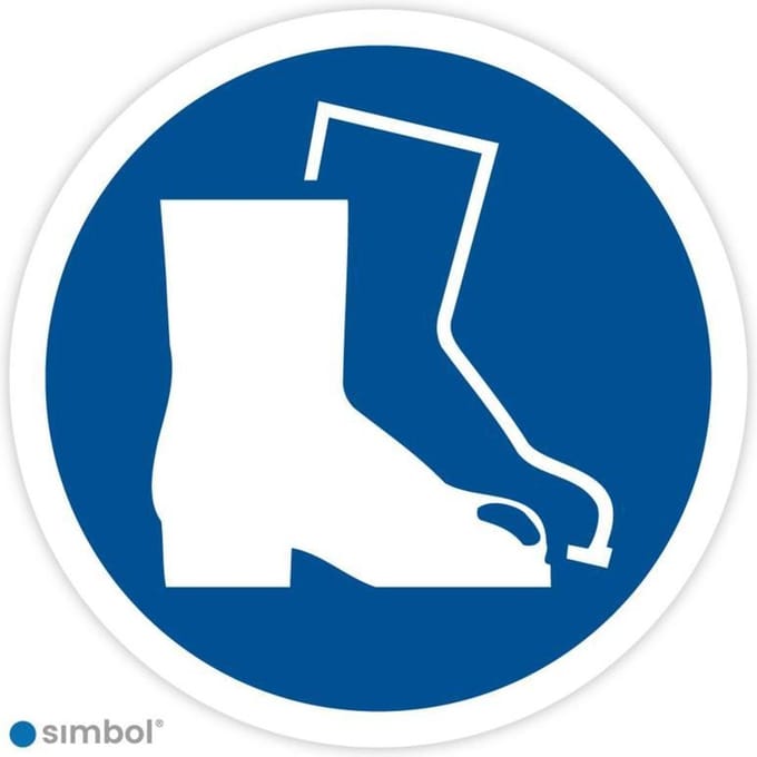 Simbol® - Stickers Veiligheidsschoenen Verplicht (M008) - Formaat ø 5 cm.
