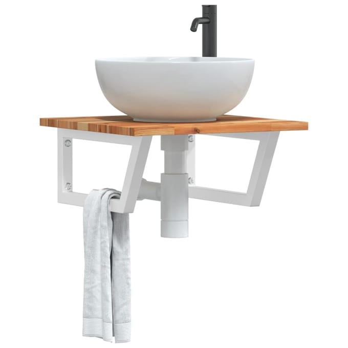 vidaXL - Badkamer - wandschap - staal - en - massief - acaciahout