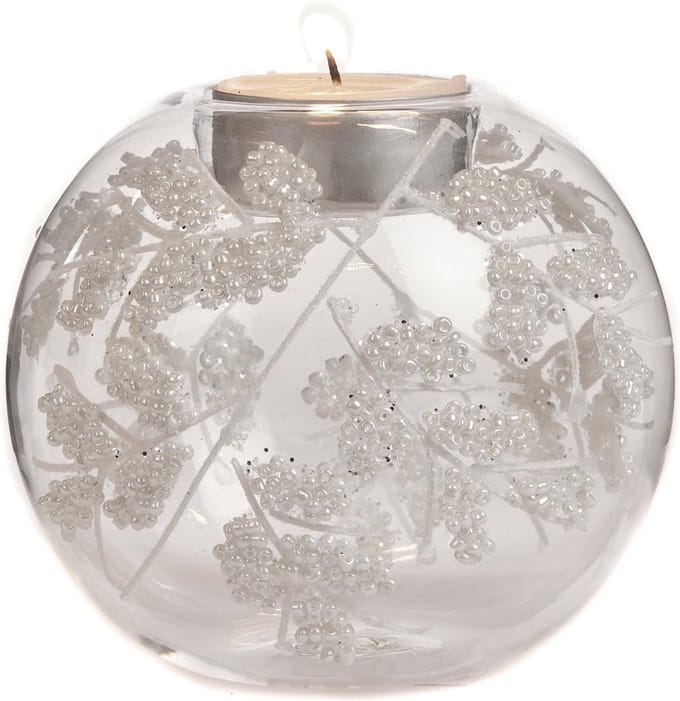 Goodwill Waxinelichthouder Glas Wit Goud L 10 cm  Voordeelaanbod per 2 stuks