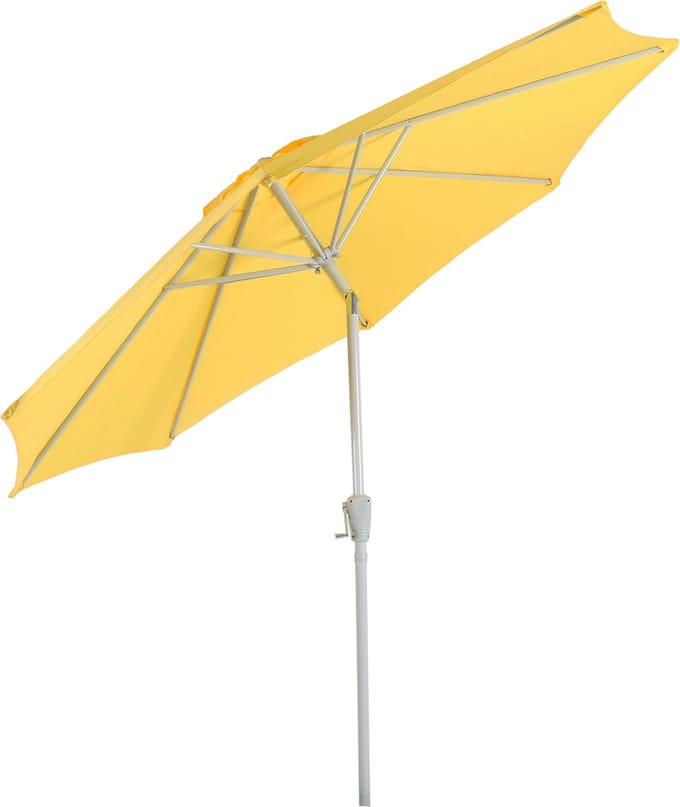 Parasol N18, tuinparasol, Ø 2,7 m kantelbaar polyester/aluminium 5 kg ~ geel