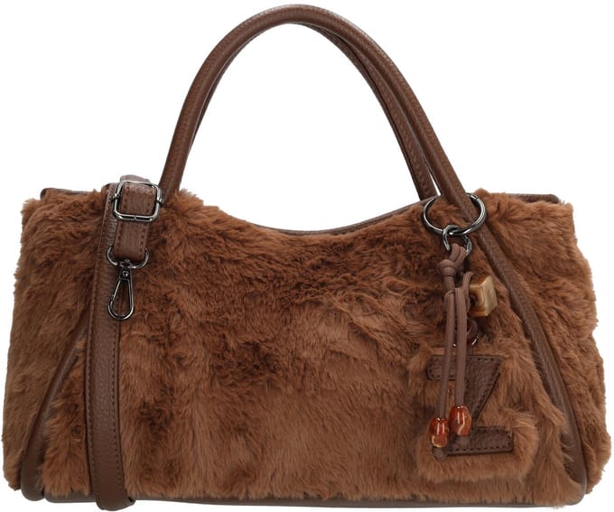Zebra Trends Sofie Handtas - Dames Tas - Bonte Tas - Schouderband - Bagcharm - Trendy Handtas - Schoudertas - Bruin