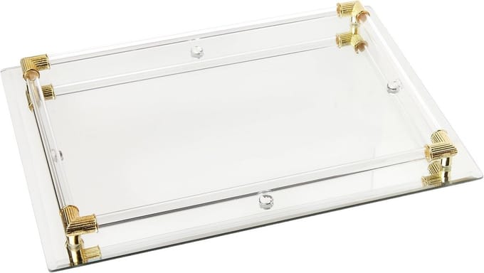 Elegante Make-up Spiegelplateau met Gouden Details - Compact Formaat