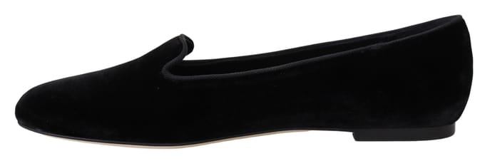 Dolce & Gabbana Zwarte Fluwelen Instappers Loafers Flats Schoenen