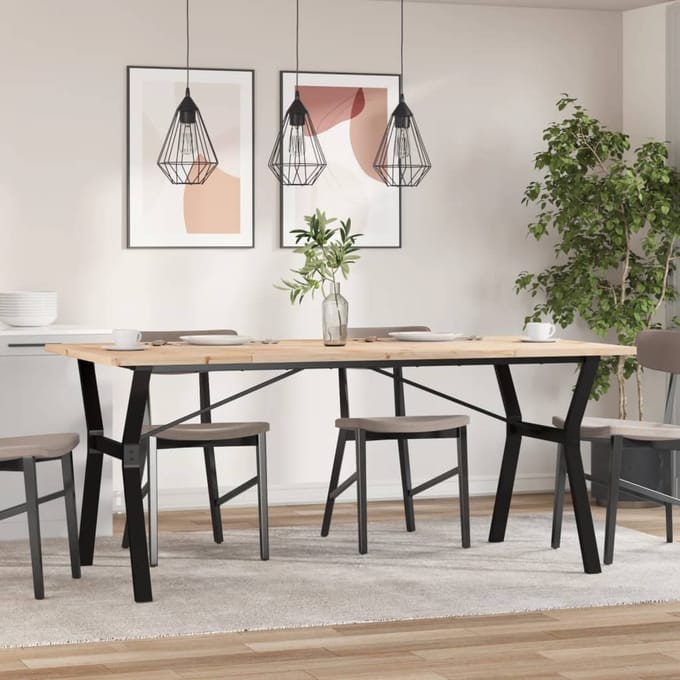 vidaXL - Eettafel - Y-frame - 180x90x75,5 - cm - massief - grenenhout - en - staal
