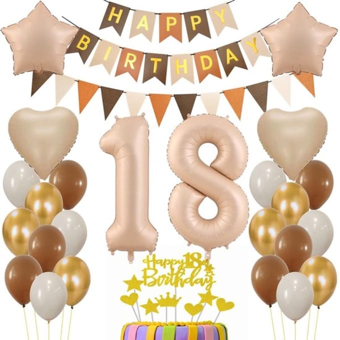 Dailygoods - Ballon 18e verjaardag - Verjaardagsdecoratie - Bruin