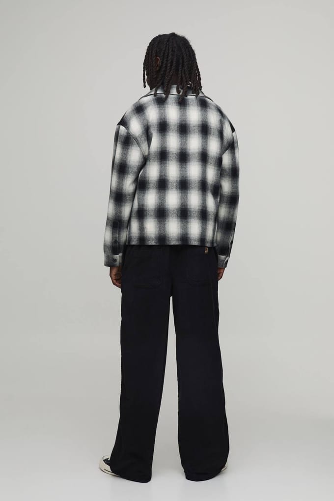 Baggy Corduroy Broek met Geweven Label | Black | Size Large