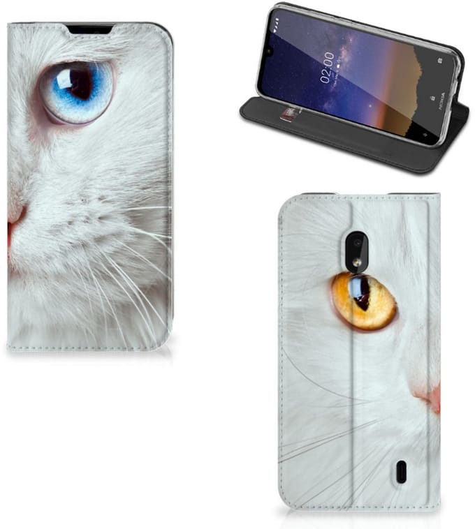 Nokia 2.2 Hoesje maken Witte Kat