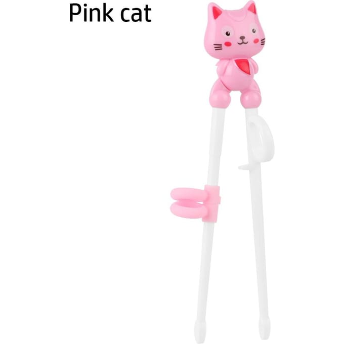 1 paar Baby Learning Training eetstokjes Cartoon Animal Beginner eetstokjes Servies Kinderen Eet Training Helper Baby Gereedschap roze