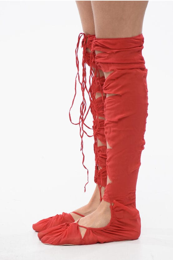 TABI Thing-Highs veterschoenen van zijdemix in rood
