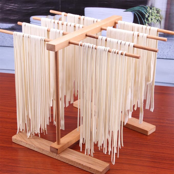 Opvouwbaar Houten Pastadroogrek Beukenhout Noodle Spaghetti Houder beige