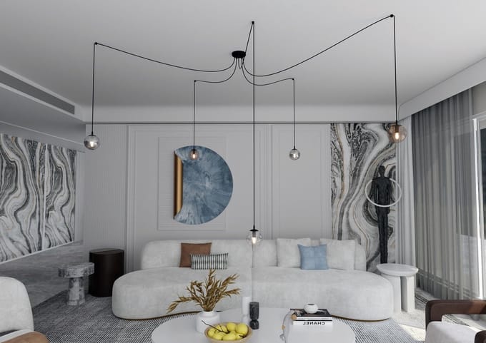 Emibig GIGI 5 BL MIX hanglamp staal glas zwart E14 10W