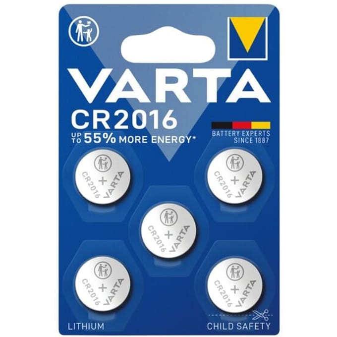 knoopcel VARTA Professional Electronics CR2016, spanning 3 V, capaciteit 90 mAh, lithium, 5 stuks