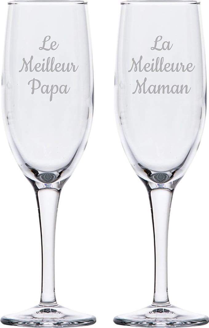 Champagneglas gegraveerd - 16,5cl - Le Meilleur Papa & La Meilleure Maman