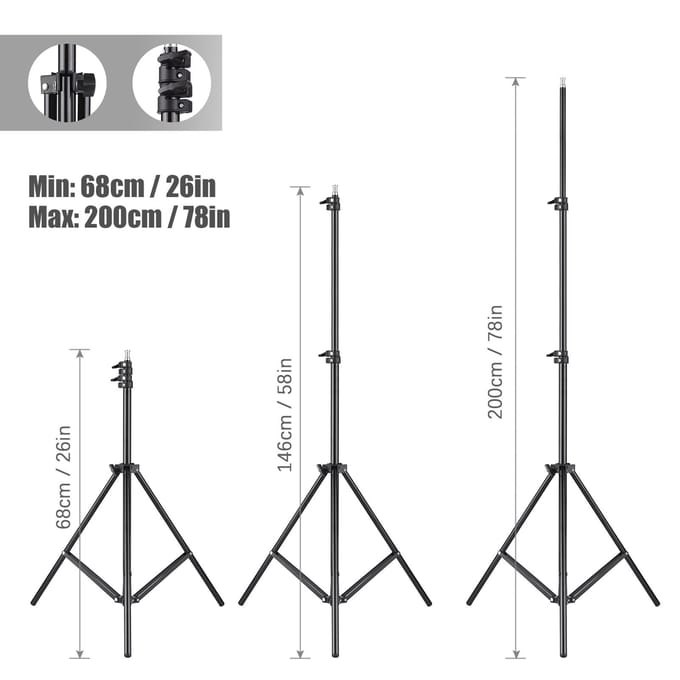 Andoer Studio Fotografie Softbox Kit met 50x70cm Softbox * 2 + 2M Metalen Statief * 2 voor Live EU Plug zwart