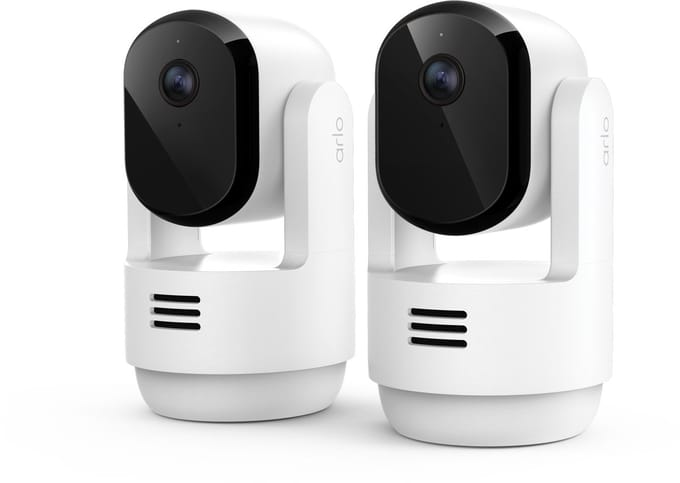 Arlo Essential3 HD PTZ beveiligingscamera voor binnen, 2-Cam