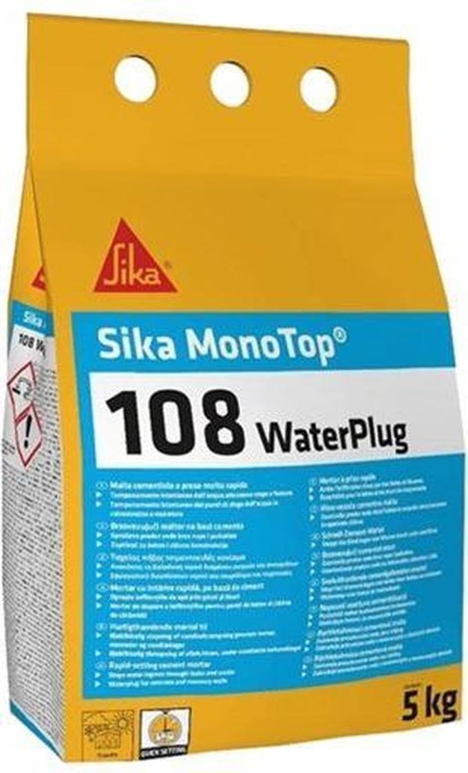Sika MonoTop 108 Water Plug 5kg - Snel Uithardende Mortel