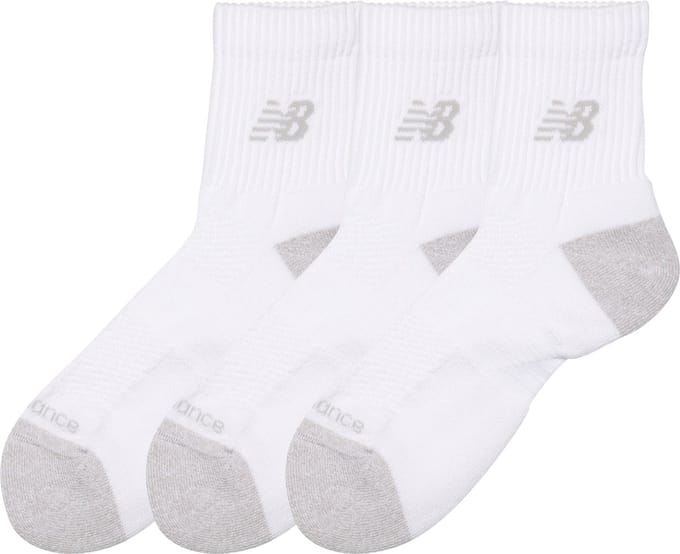 New Balance Active QTR Socks 3 Pack Unisex Sportsokken - WHITE