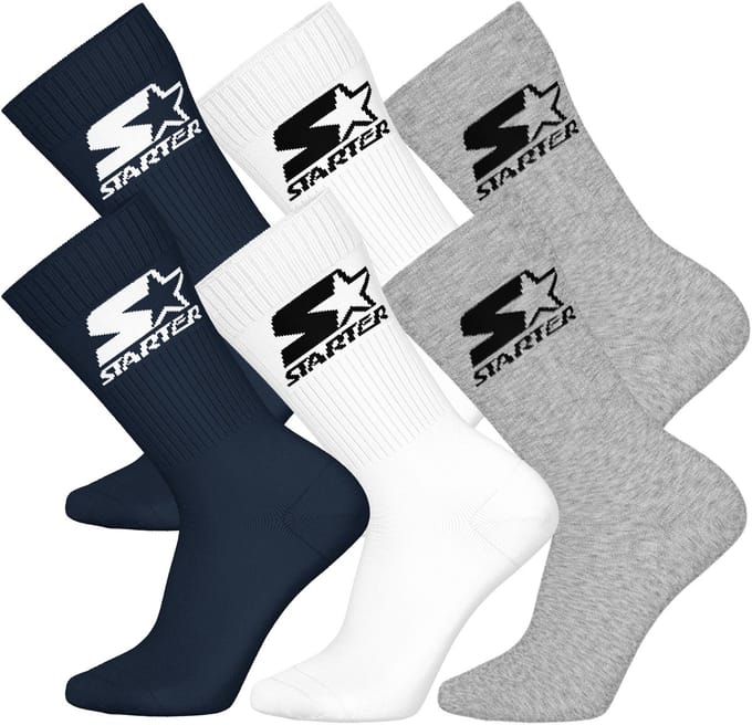 STARTER Crew Socks - 6-pack - Navy/Wit/Grijs - Maat 39/42