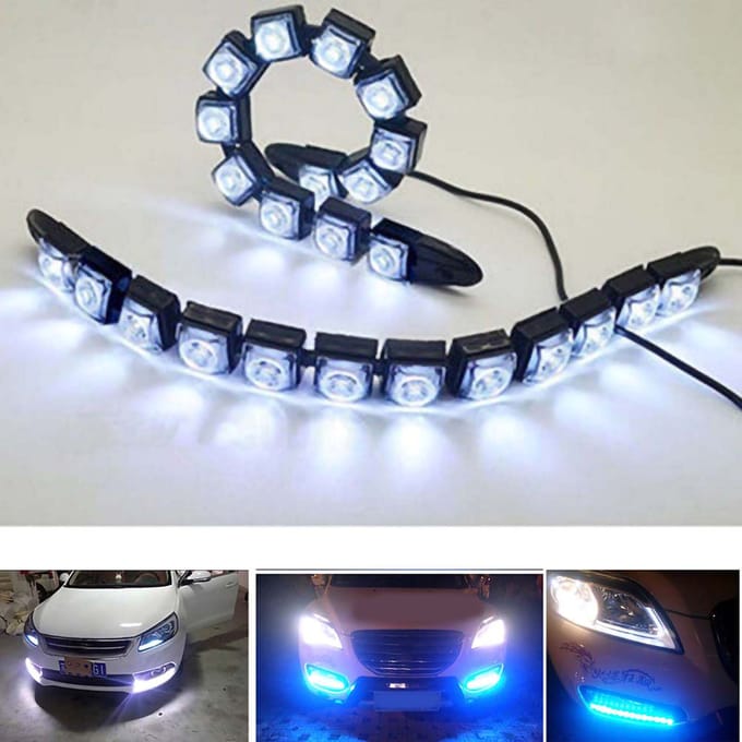 1 Stuks Universeel 12 LED DRL Flexibel Auto Dagrijverlichting Rijlicht Mistlamp white