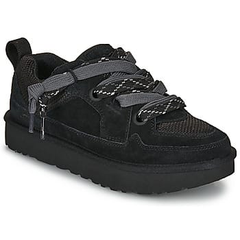 UGG® Lo Lowmel Trainer in Black, Size 3, Suede/Textile/Polyester