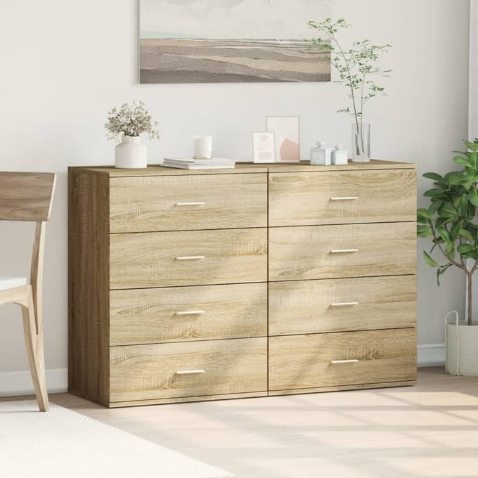 vidaXL - Dressoirs - 2 - st - 60x39x80 - cm - bewerkt - hout - sonoma - eikenkleurig