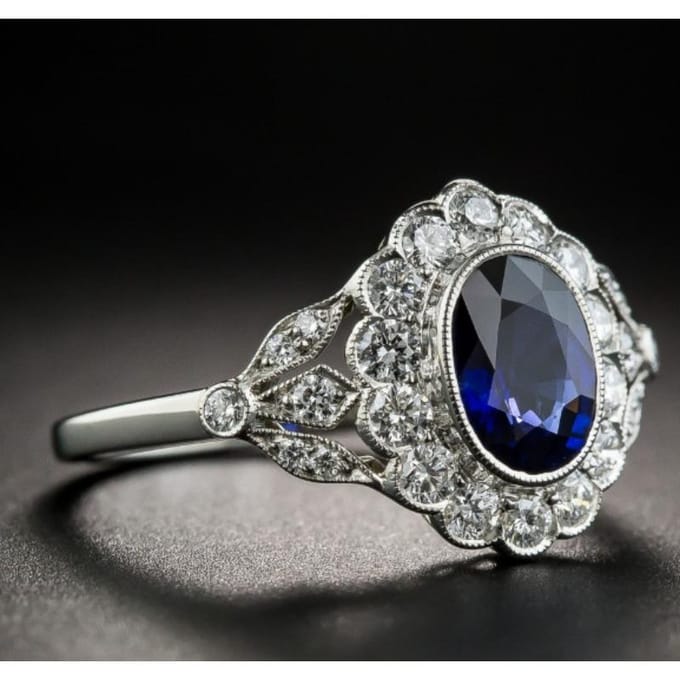 Zirkonia Ring Blauwe Denier Saffier Meisjesring Mode Accessoire No. 10 gray