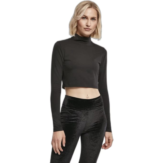 Urban Classics - Organic Cropped Turtleneck Longsleeve top - 4XL - Zwart