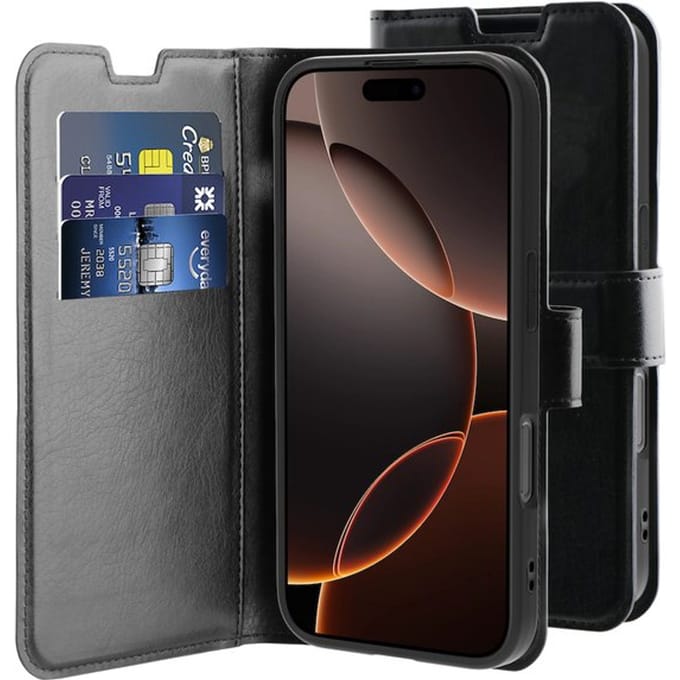 Behello Hoes Bookcover iPhone 16 Pro Gel zwart