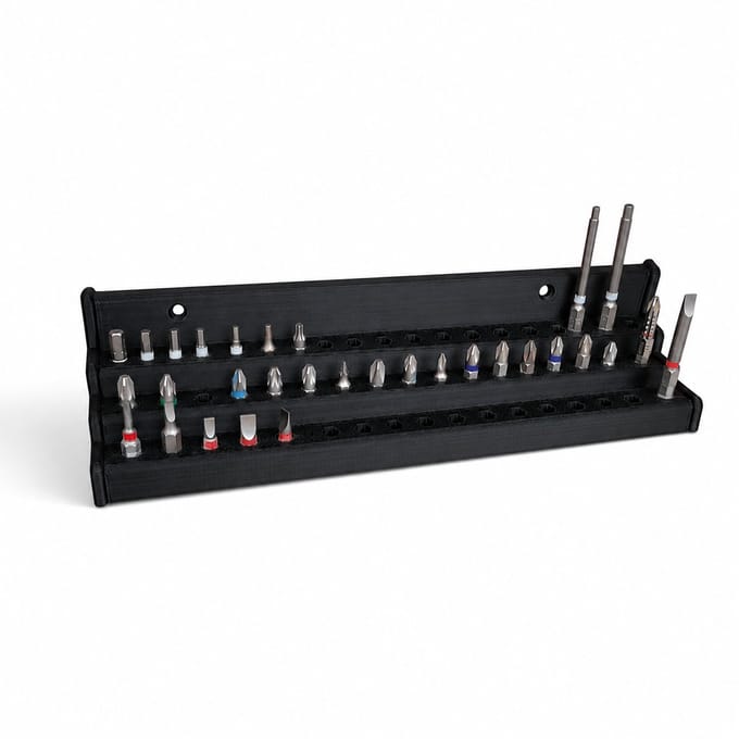 Professionele 51-Bits Organizer Wandhouder - 3-laags - Zwart - bithouder - 51 bits - 27 x 6,4 cm