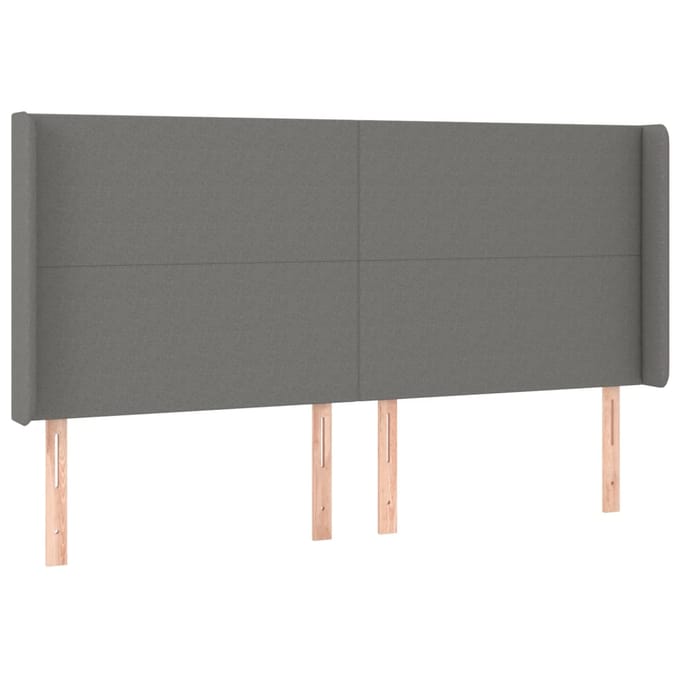 vidaXL - Hoofdbord - LED - 183x16x118/128 - cm - stof - donkergrijs