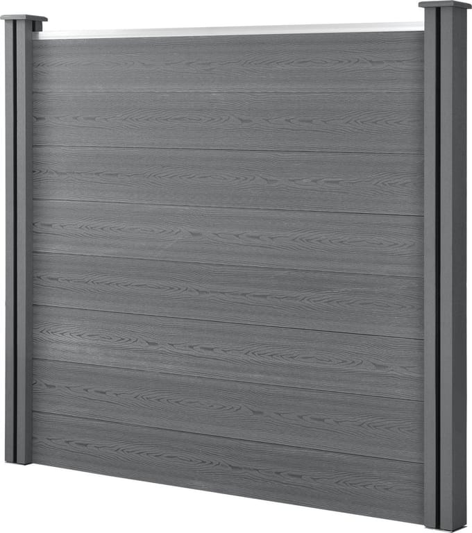 HKC Schuttingpaneel met palen grijs 165x162 cm