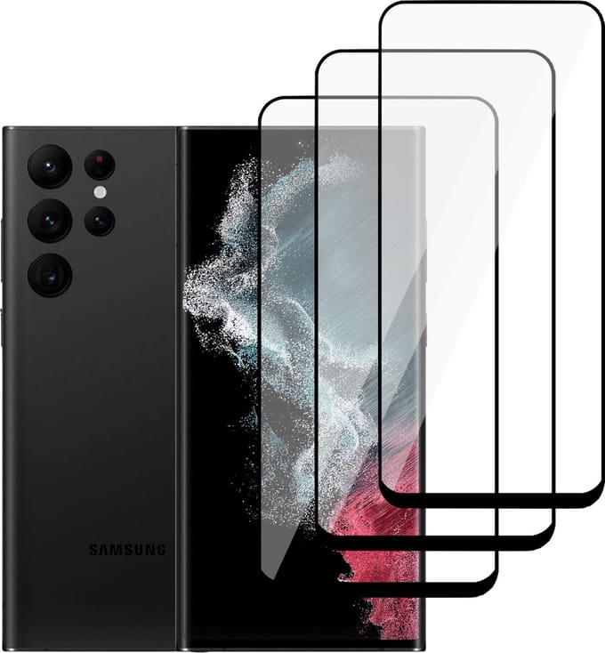 Screenprotector geschikt voor Samsung S22 Ultra – Glass Pet Folie – 3 Stuks