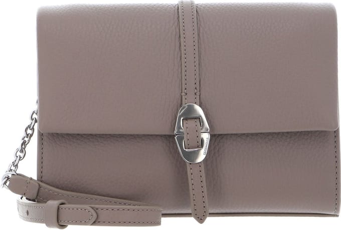 COCCINELLE Leren Schoudertas Dorian Mini Bag Grained Leather Warm Taupe