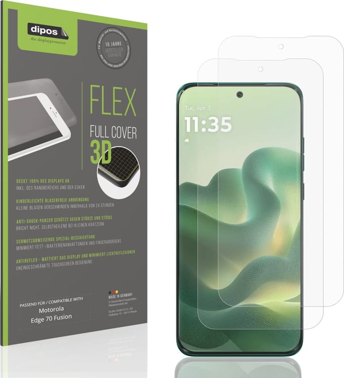 dipos FLEX – 2x Matte Screenprotector geschikt voor Motorola Edge 70 Fusion | Volledige Schermbescherming | Case-Friendly