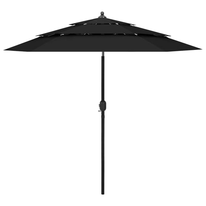 vidaXL - Parasol - 3-laags - met - aluminium - paal - 2,5 - m - zwart