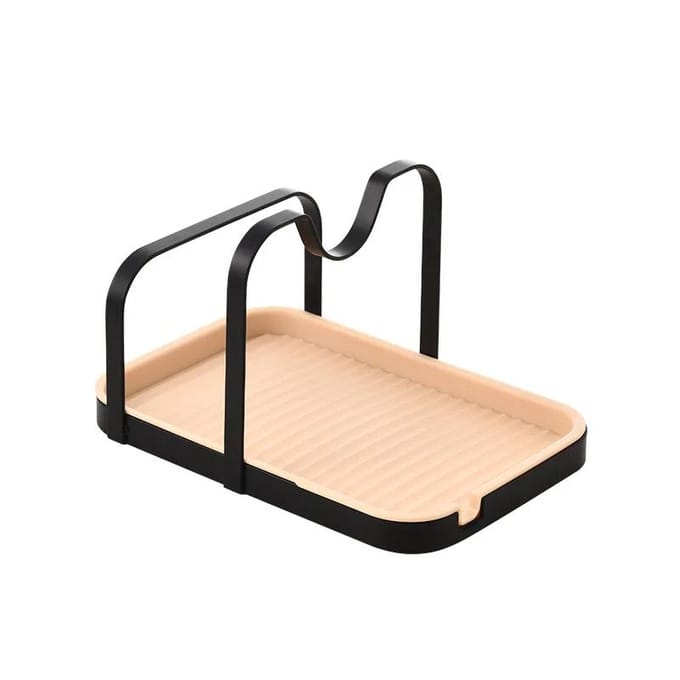 RVS Dekselhouder Rek Standaard Multifunctionele Dekselopslag met Druipbak Dekselsteun Standaard Dekselhouder beige