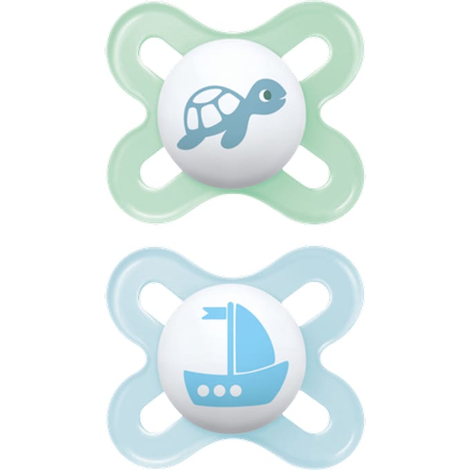 MAM Start Blue Cute Turtle & Sailboat Design 0–2M Fopspeen – 2 stuks