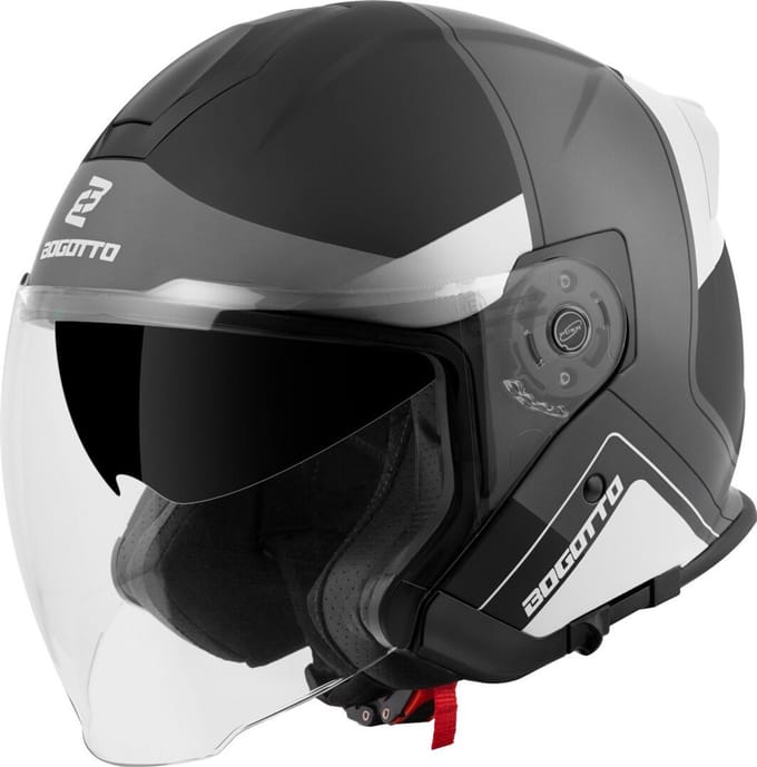 Bogotto H586 City-B Zwart Grijs Wit Jethelm - Helm