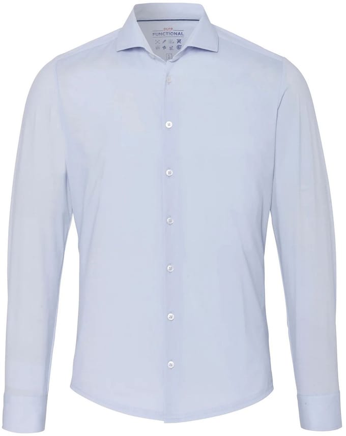Pure The Functional Shirt Lichtblauw Uni - Maat 45 - Heren - Overhemden Formeel