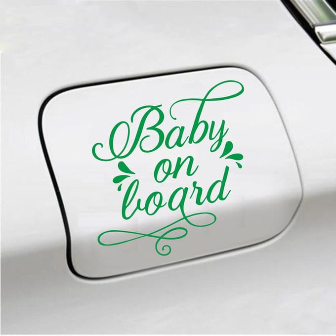 Bumpersticker - Baby On Board - 12,1 X 13,1 - Groen