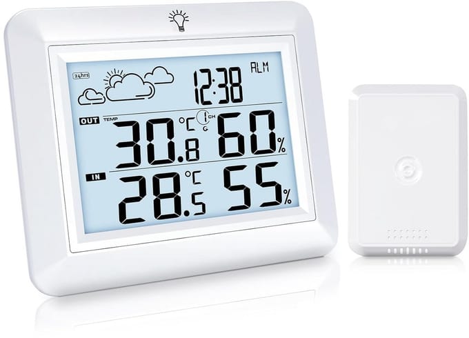 Draadloos Weerstation met Buiten Sensor: Thermometer, Hygrometer & Weersvoorspelling
