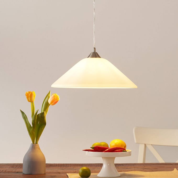 ORION Stijlvolle opaalglas-hanglamp LOISA - nikkel