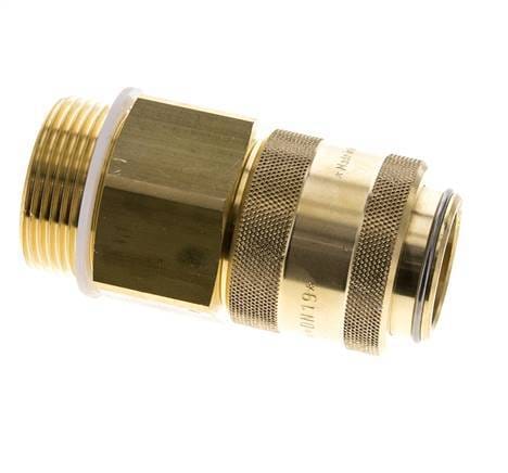 Messing DN 19 Luchtkoppeling Snelkoppeling G 1 1/4 inch Buitendraad Double Shut-Off - CLS19-M-B-SV-114