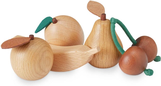 Cam Cam Wooden Fruit - Banaan, appel, peer, kers & pruim - 1+ jaar