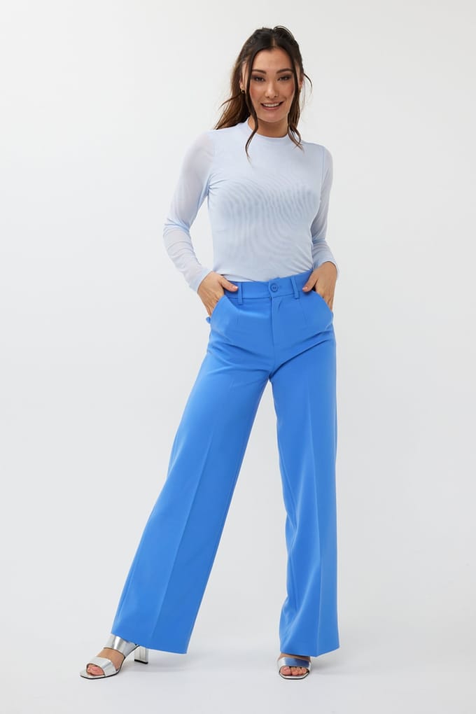 EsQualo Top Mesh Sky Blue Größe: S | Longsleeves Outlet | Damen | Blau