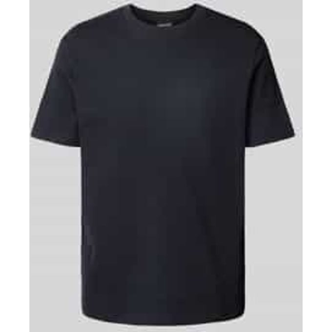 T-shirt met geribde ronde hals, model 'Fisher'
