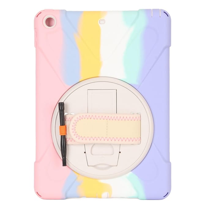 Tablet Hoesje Silicone Hard PC Nauwkeurige Uitsparingen Verstelbare Band Roterende Standaard Hoes voor IOS