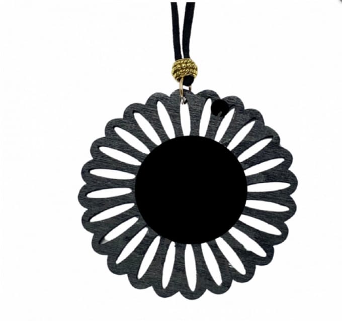 Ketting zwart hout bloem verstelbaar - Charme Bijoux