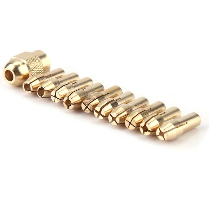 11 stuks 4-klauw Koperen Boorkop Spantang Set voor Mini Elektrische Slijpmachine Roteer Gereedschap 0.53.2mm