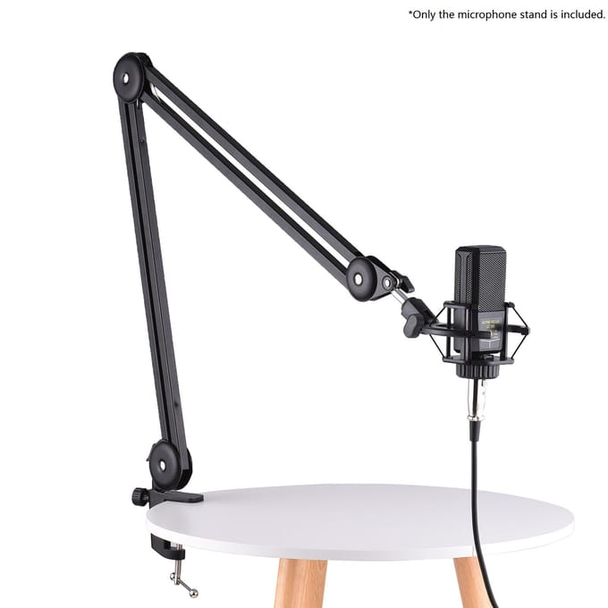 Microfoonstandaardset Zware microfoonophanging Schaarboomarm met klemplakband voor zingen zwart